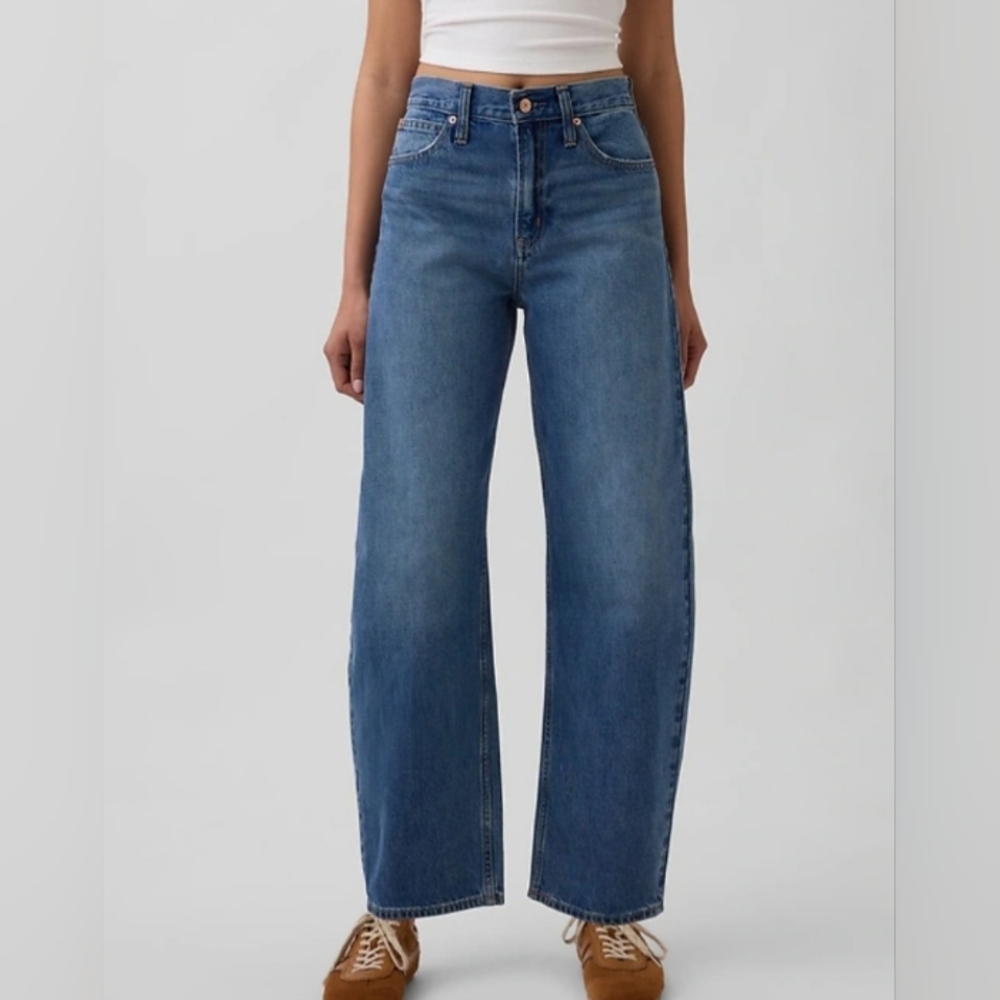 GAP Barrel Horseshoe Denim Jean Jeans Size 14 32 Tall Medium Wash NEW NWT